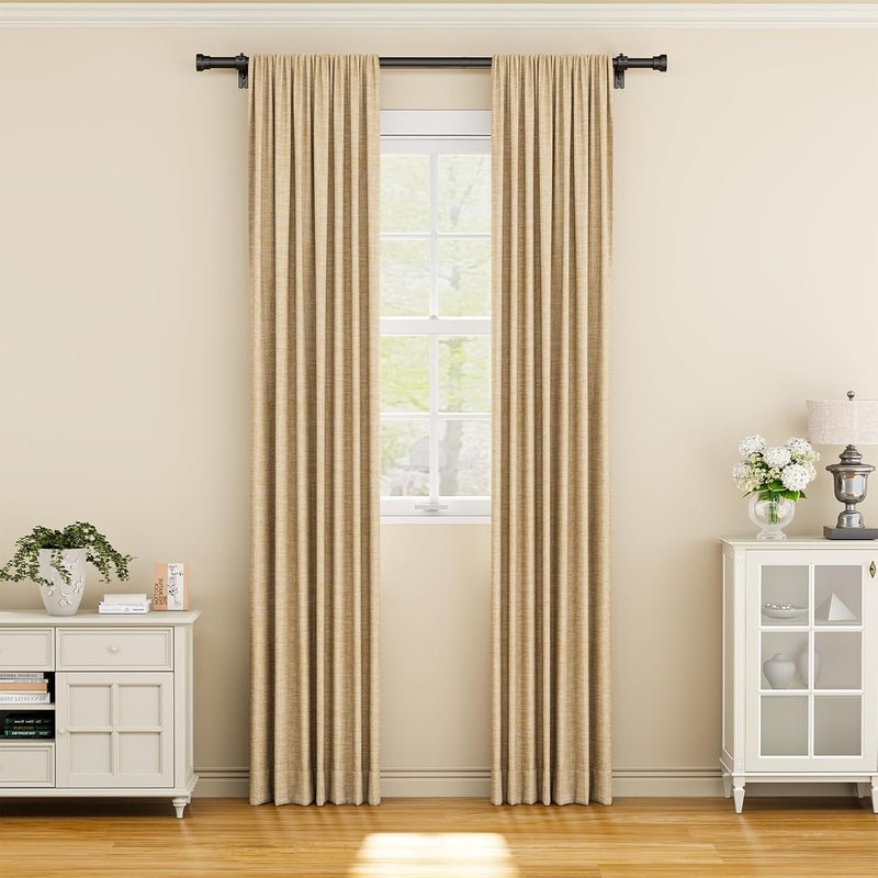 YaFex Curtain Rods 32-58 Inch, Heavy Duty 1 Inch Adjustable Curtain Rod for Windows, Black Short Window Treatment Rods, Modern Design, Easy Installation - Image 2